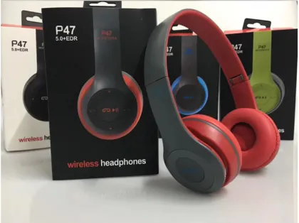 Hot Selling P47 Gaming Wireless BT Headset HiFi Stereo Headphones with Foldable Microphone