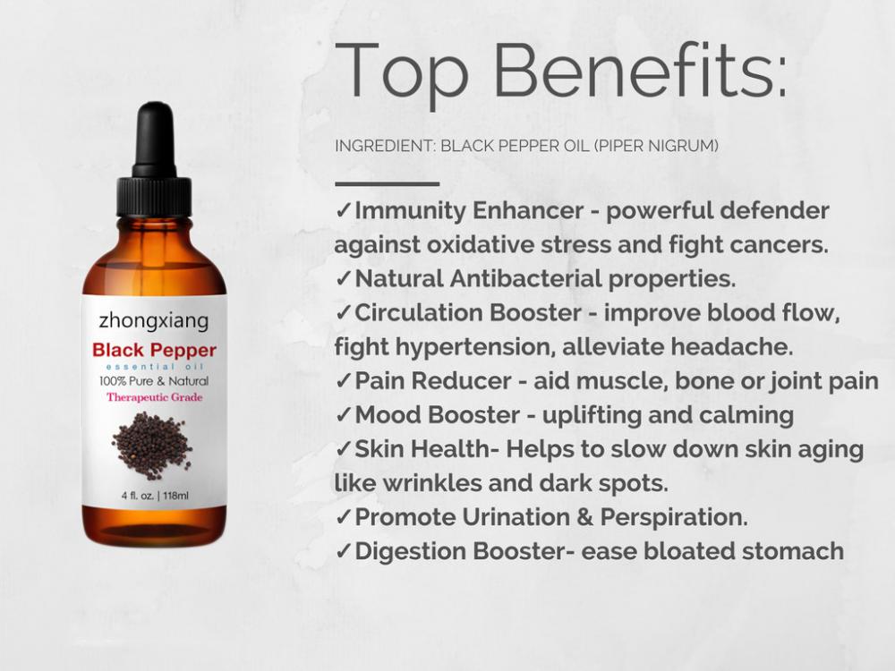 100% Pure natural organic black pepper essential oil