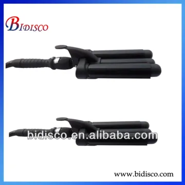 black triple barrel /tube adjustable curling iron