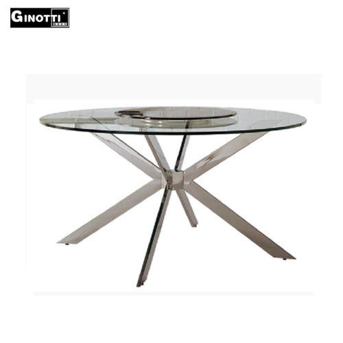 Round clear glass dining table