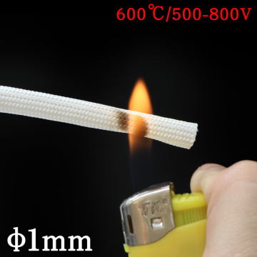 ID 1mm Chemical Fiberglass Tube Braided Wire Cable Sleeve Insulated Flame Resistant Soft Pipe High Temperature 600Deg.C White