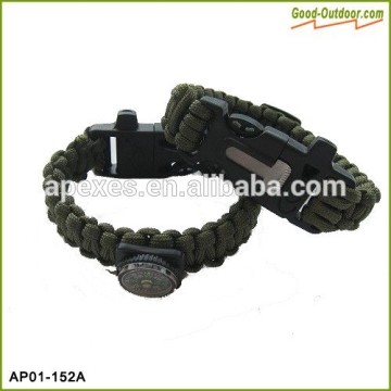 Survival 550 Paracord Bracelet With Fire Starter,Whistle,Blade,Compass