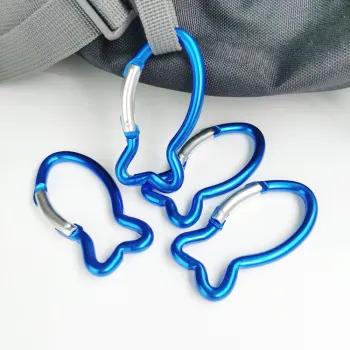 Wholesale Blue Fish Shape Aluminum Metal Alloy Carabiner for Bags and Toys
