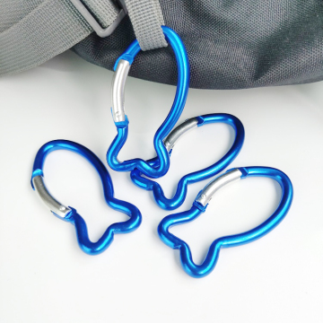 Wholesale Blue Fish Shape Aluminum Metal Alloy Carabiner for Bags and Toys