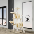 Luxury Cat Tree Tower Tunnel Wooden Indoor Sisal Scratcher Multi Level Climbing Playground Resting Platform Interactive Condo