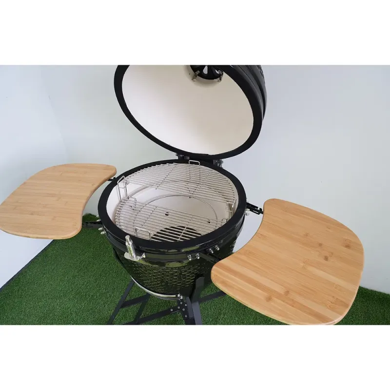 18 Inch Kamado Wood Outdoor Cooking Tabletop Grill with Cast Iron Vent
