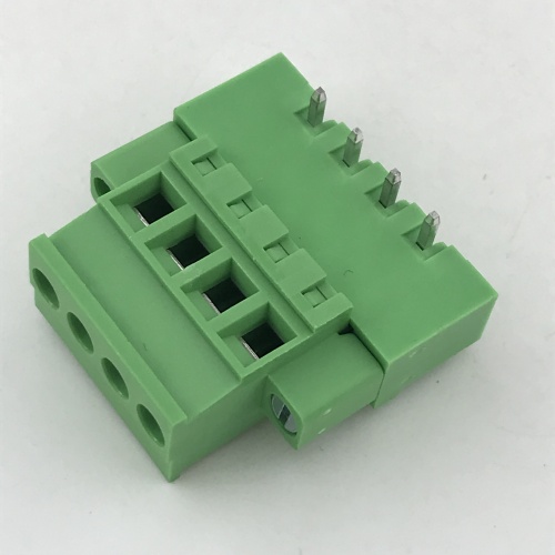 Vertical PCB terminal block with fixed flange