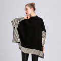 Kvinnors randiga överdimensionerade mjuka stickade Cape -tröjor