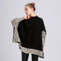 Women's Striped Oversize Soft Knit Cape Sweater Pullover