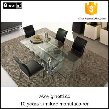 Luxury modern glass dining table set with glass top