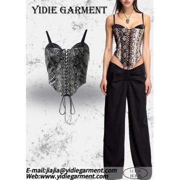 Snake Pattern Faux Leather Sexy Backless Corset