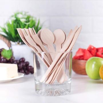 Ensemble de couverts jetables 140mm Vaisselle cuillère en bois