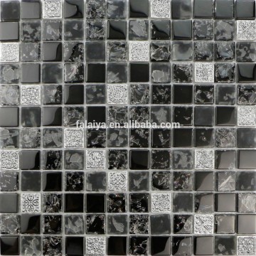 Black Color Cracked Glass Mosaic Art Resin Mosaic Tile for Backsplash