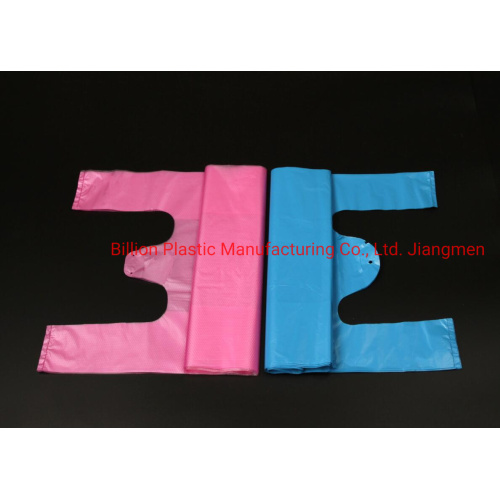 HDPE Embossed Surface Translucent Pink T Shirt Bag Plastic Shopping Bags