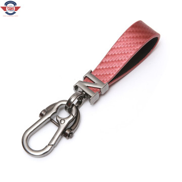 Rotasi 360 derajat yang tahan aus gesper kulit super serat N cermin Keychain