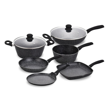Wholesale High-Quality Home Kitchen Customization Nonstick Die Cast Aluminum Cookware Sets with Pots and Glass Lid