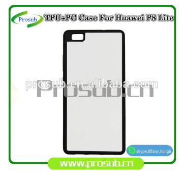 2d sublimation heat transfer PC +TPU silicon blank cell phone case for Prosub-Huawei P8 LITE