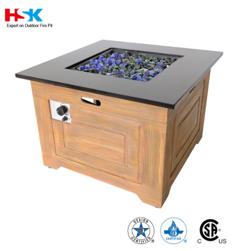 Faux Wood Design LPG Fire Pit Outdoor Home Patio Gas Fire Table with Granite Table Top