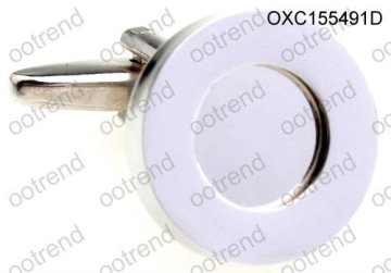 Plain silver tone round post cufflinks for men ,men cufflinks set