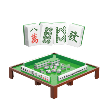 MoYu Chinese Culture Mahjong Table Small Particles Puzzle Assembling Toy Building Block Game for Kids
