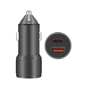 एल्यूमीनियम मिश्र धातु दोहरी पोर्ट 20W USB-C PD QC 3.0 कार चार्जर