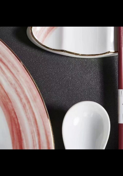 Elegant Pink and Gold Asian Ceramic Dinner Plate
