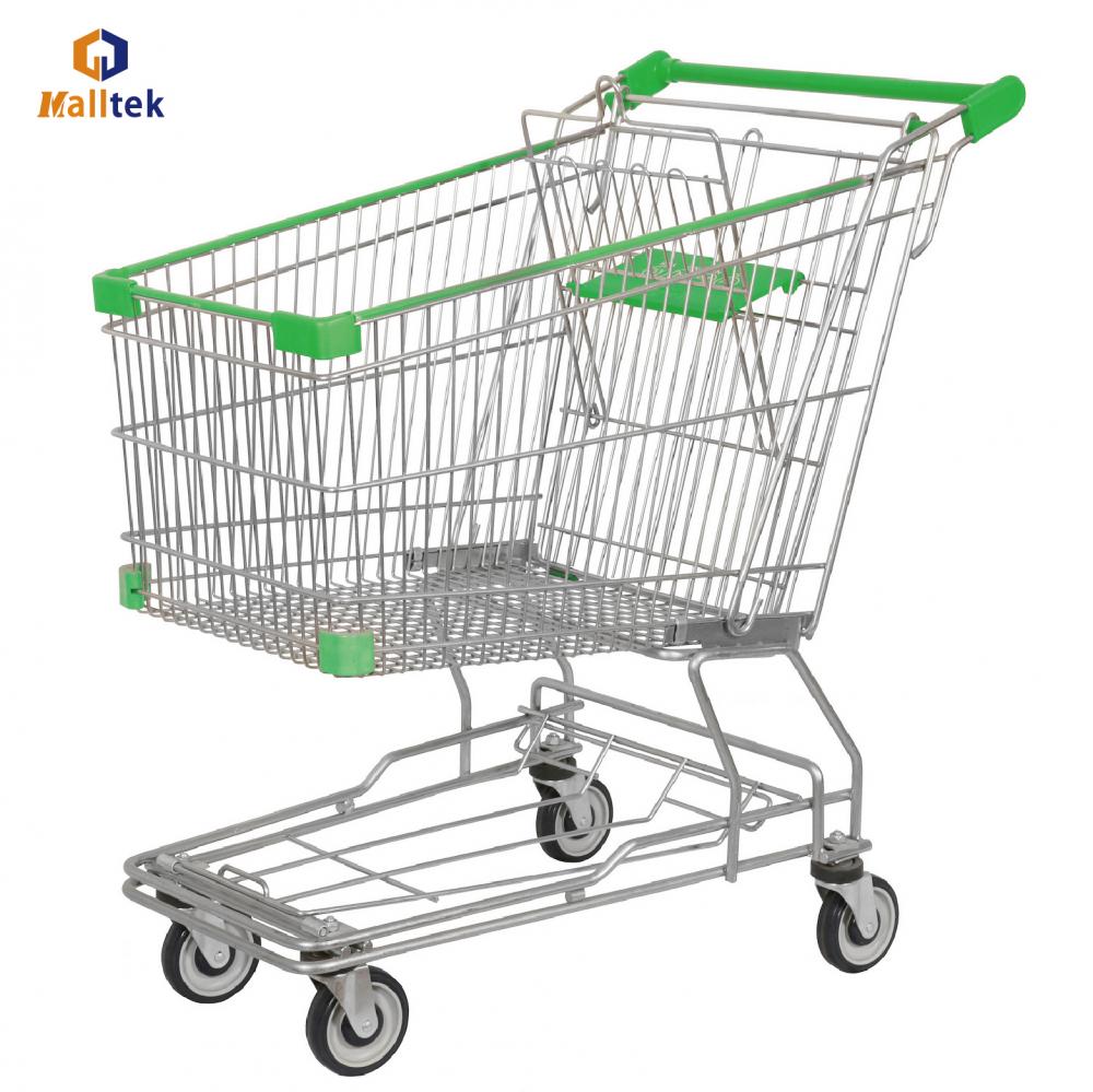 Zinc plated green Asian Supermarket shopping Trolley