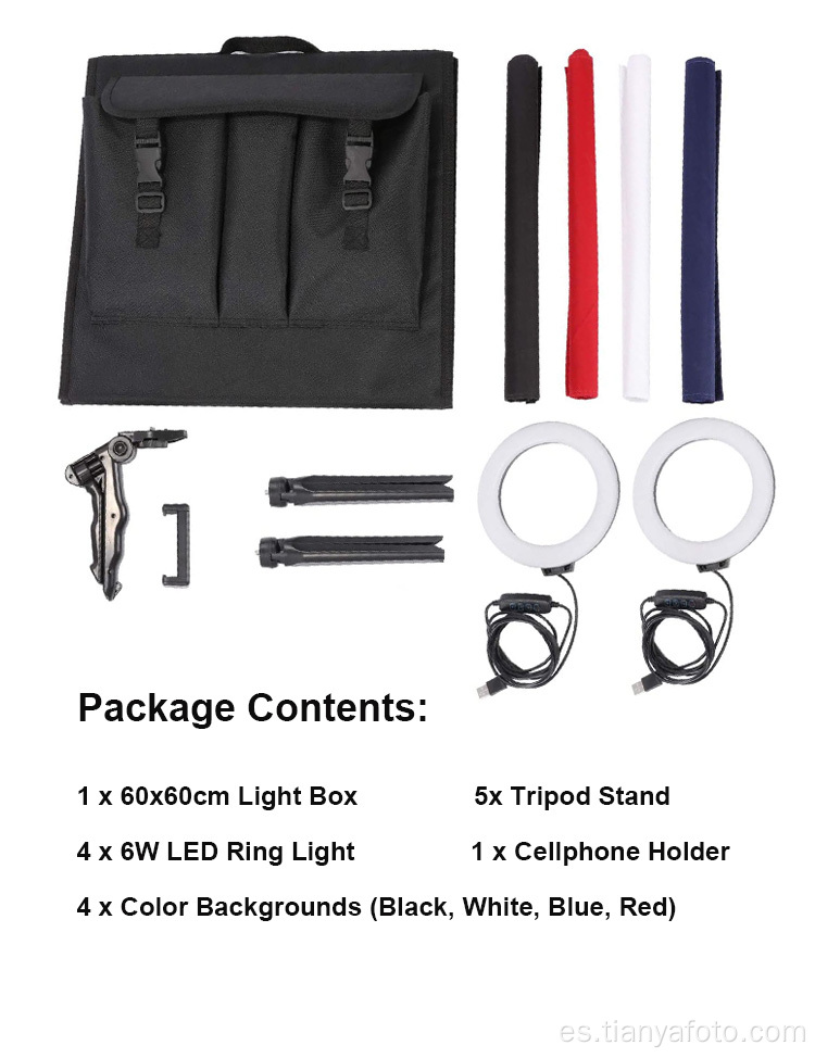 Kit de carpa de caja de luz portátil de 24 pulgadas / 60 cm caja de luz led