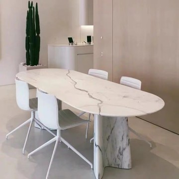 Mesa de comedor de mármol escandinavo de lujo ligero