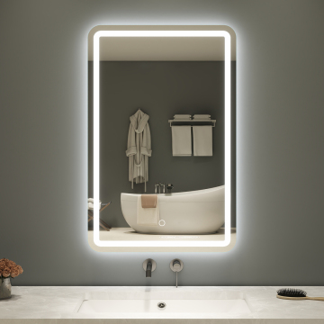 Wall-Mounted Anti-Fog Touch Screen Bathroom Mirror with LED Light