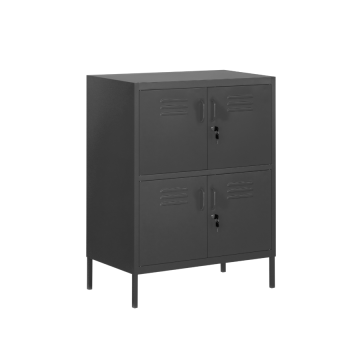 Black Metal Storage Cabinet with 3 Shelves