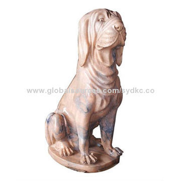 Life-sized Natural Marble Dog Sculptures, OEM Orders are Accepted