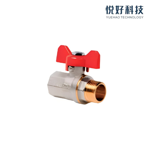 Efficiente valvola a sfera in ottone con meccanismo di maniglia a farfalla