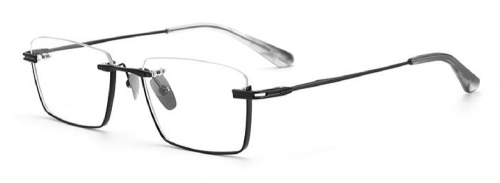 نظارات إطار مستطيل نصف حافة التيتانيوم