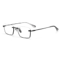 Titanium Half Rim Designer Rectangle Frame Glasses