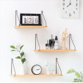 Wood Floating Shelf With Iron Rack Wall Mount