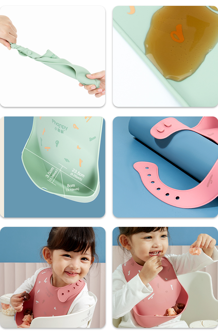 PH760650 Top 2021 Product Wholesale Baby Silicon Bib Pack Waterproof Silicone Kids Bibs With Catcher Easily Clean
