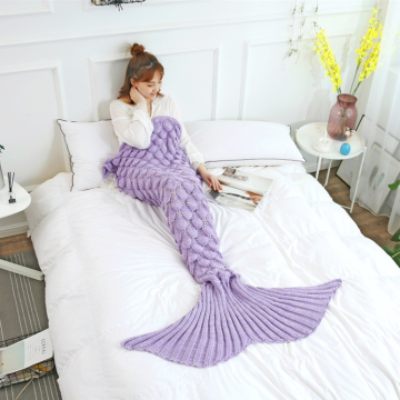 Selimut sofa sisik ikan mermaid rajutan tangan