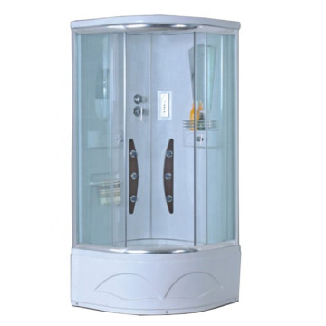 72 Inch Wide Glass Shower Door Arc Shape Integrated Fiberglass Shower Room