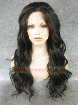 Heidi Klum Supermodel Long Wavy Brown Synthetic Lace Front Wig