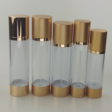 Botellas de bomba sin aire de aluminio vacías en varios tamaños para cosméticos