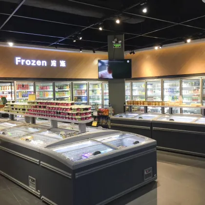 Supermarket Island Horizontal Freezer Showcase AHT Glass