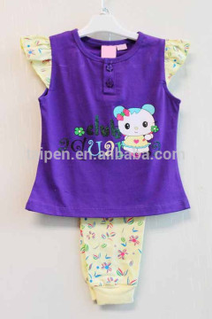 High Quality Latest Design Baby Sleeveless Pajama Set Knitted 100% Cotton Pajama 2 Pcs Set TP-7713
