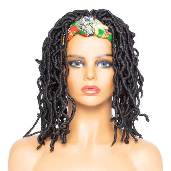 Wholesale Dreadlock Twist Headband Wig for Black Women Synthetic Braided Wigs with colors Head Wrcap