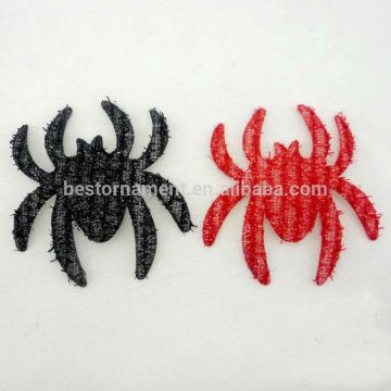 Mixed black red colors fabric spider appliques
