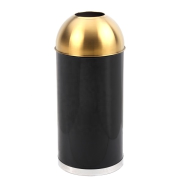 Circular Stainless Steel Bin with Black and White Stripes: Direct Throw Flip Design