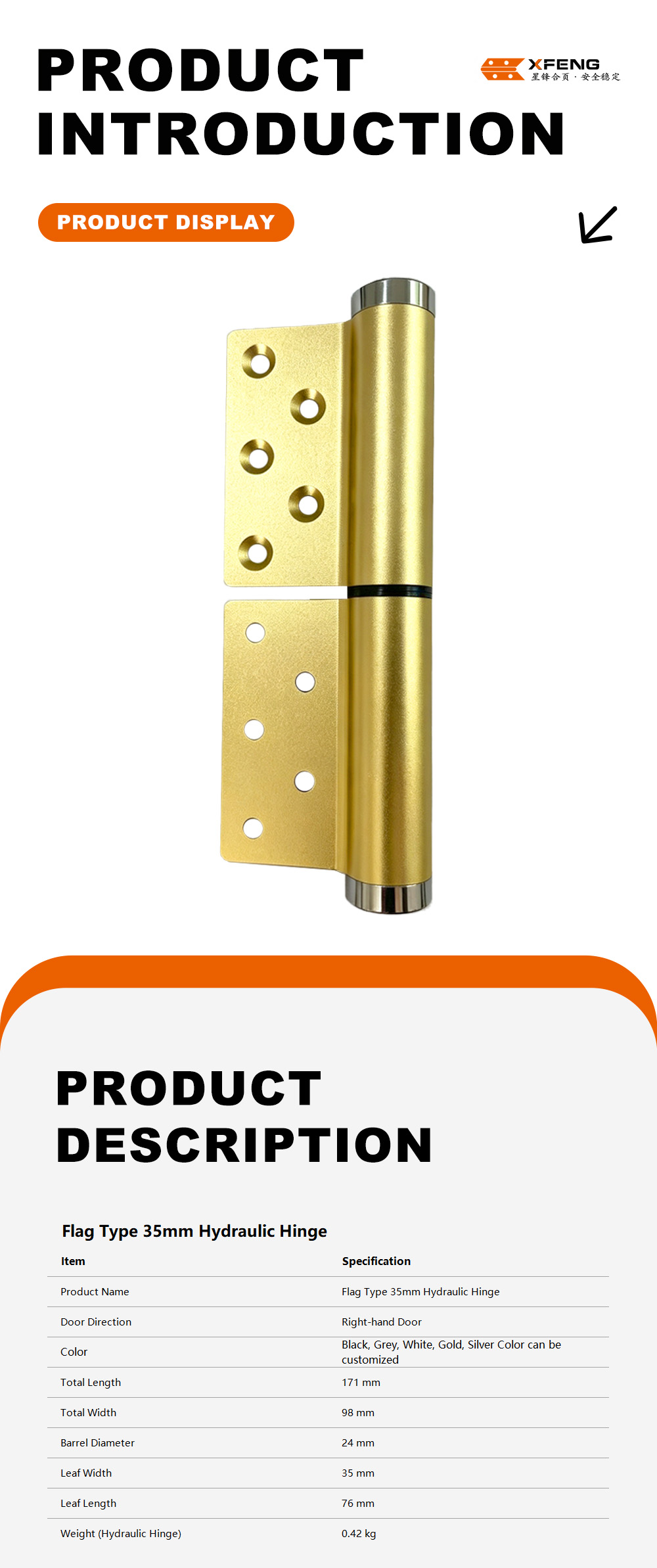 3-Flag Type 35mm Hydraulic Hinge-X