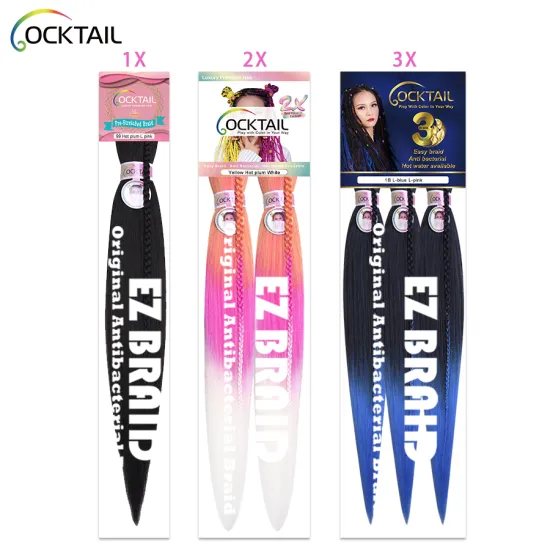 Private Label OEM & ODM 1x 2x 3x 4x Kanekalon Fiber Pre Stretched Braiding Hair, Over 100 Colors Layered End Ez Braid in Stock
