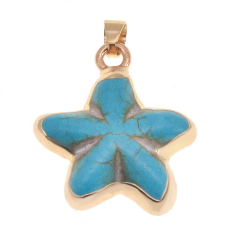 Pendentif étoile de mer turquoise enveloppé