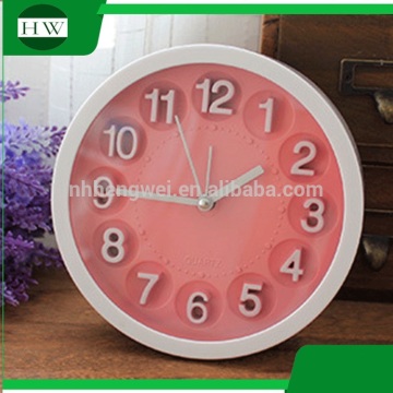 funny colorful creative loudspeaker circular round hang quartz movement plastic mini desk clock wake up digital alarm clock